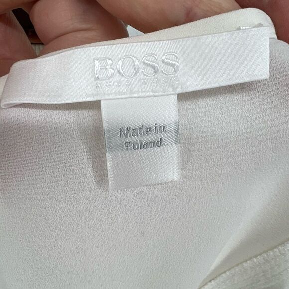 Hugo BOSS Damen White Ruffle Blouse Sz 4 - Picture 7 of 11